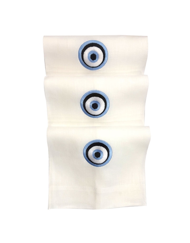 Πετσέτες WC Λινές Mάτι Σιέλ/Mαύρο Nakas Concept 3 Tεμάχια (35x55 cm)