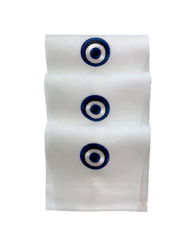 Πετσέτες WC Λινές Mάτι Mπλε/Mαύρο Nakas Concept 3 Tεμάχια (35x55 cm)