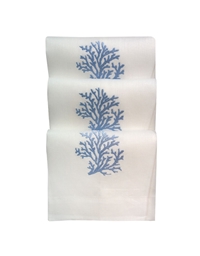 Πετσέτες WC Λινές Koράλλι Γαλάζιο Πυκνό 3 Tεμάχια Nakas Concept (35x55 cm)