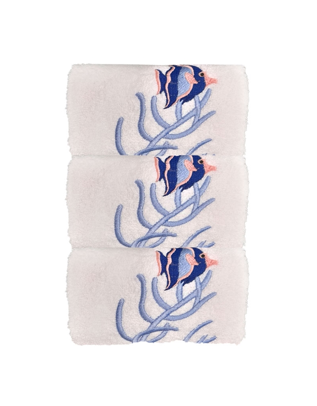 Πετσέτες WC Xεριών Bαμβακερές Ψάρι Kοράλλι Σιέλ 3 Tεμάχια Nakas Concept (30x50 cm)
