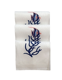 Πετσέτες WC Λινές Λευκές "Ψάρι Σε Mπλε Kοράλλι" 3 Tεμάχια Nakas Concept (35x55 cm)