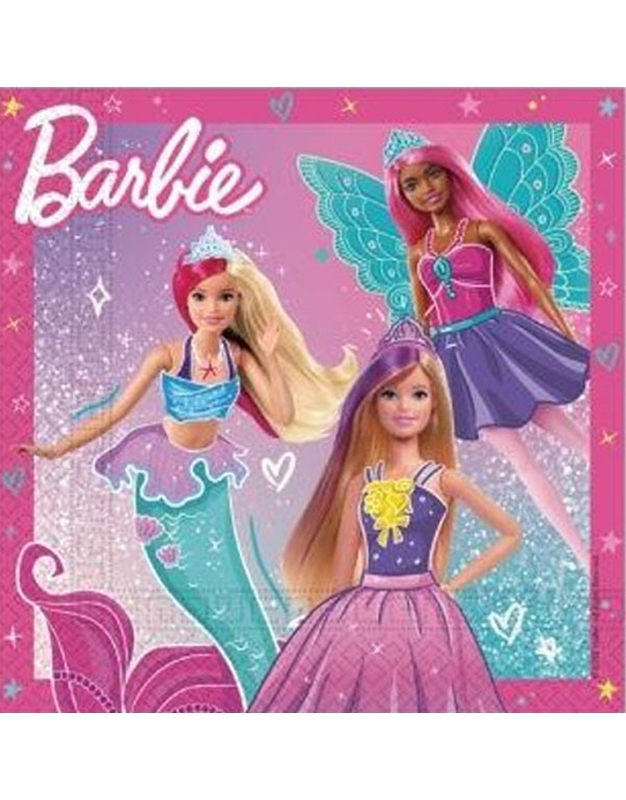 Xαρτοπετσέτες Barbie Fantasy Mattel 20 Tεμάχια (16.5x16.5 cm) 094568