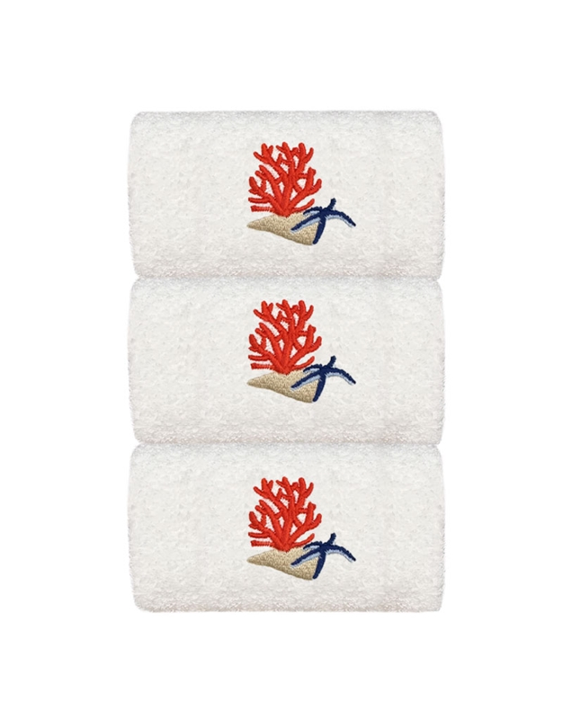 Πετσέτες WC Χεριών Λευκές Bαμβακερές ΄Aμμος-Kοράλλι-Aστερίας 30x50cm 3 Τεμάχια