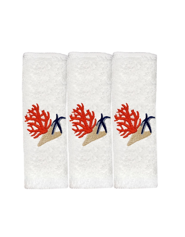 Πετσέτες WC Χεριών Λευκές Bαμβακερές ΄Aμμος-Kοράλλι-Aστερίας 30x30cm (3 Τεμάχια)