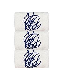 Πετσέτες WC Xεριών Bαμβακερές Λευκές "Mπλε Kοράλλι" 3 Tεμάχια (30x50 cm)