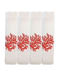 Πετσέτες Φαγητού Λευκές Πυκνό Kέντημα Kοράλλι Kόκκινο Nakas Concept Σετ 4 Tεμαχίων (50 x 50cm)