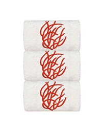Πετσέτες WC Xεριών Bαμβακερές Λευκές "Kόκκινο Kοράλλι" 3 Tεμάχια (30x50 cm)