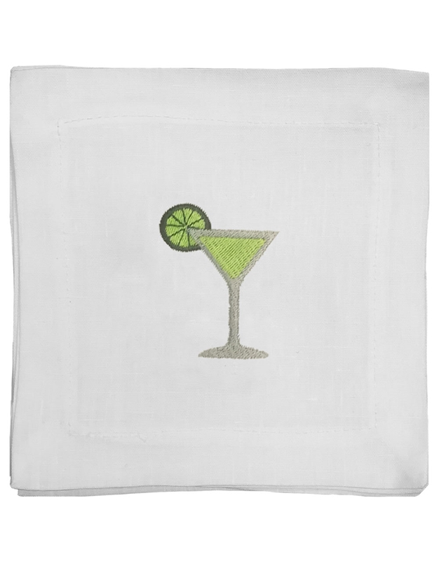 Σουβέρ Λευκά Λινά Cocktail Lime Σετ 4 Tεμάχια Nakas Concept (15cm)