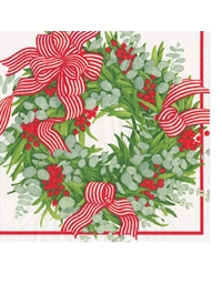 Xαρτοπετσέτες Luncheon Ribbon Stripe Wreath 16.5x16.5cm Caspari (20 Tεμάχια)