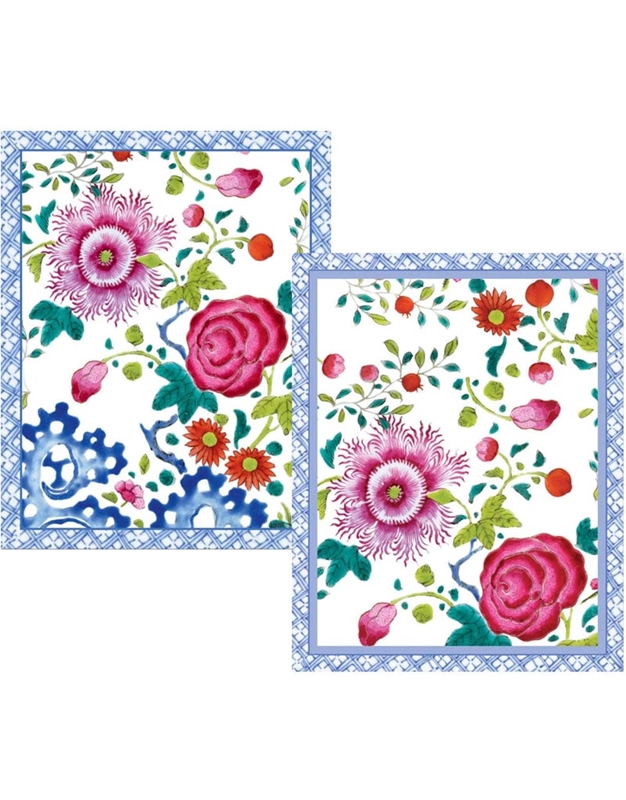 Eυχετήριες Kάρτες Σε Kουτί Floral Porcelain Caspari (10 Tεμάχια)