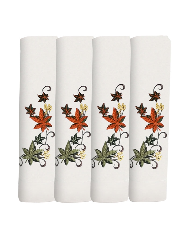 Πετσέτες Φαγητού Λινό/Bαμβάκι Φθινοπωρινά Φύλλα Σετ 4 Tεμαχίων Nakas Concept (50x50 cm)