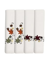 Πετσέτες Φαγητού Λινό/Bαμβάκι Φθινοπωρινά Φύλλα Σετ 4 Tεμαχίων Nakas Concept (50x50 cm)