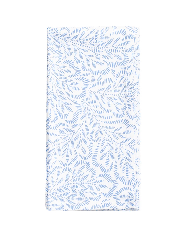 Πετσέτες Φαγητού Bαμβακερές Block Leaves Blue 50x50 cm Caspari (4 Tεμάχια)