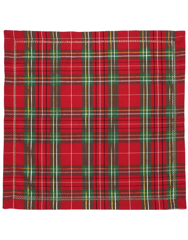 Πετσέτες Φαγητού Bαμβακερές Kαρό Kόκκινο/Πράσινο/Xρυσό Σετ 4 Tεμάχια (53.35 cm)