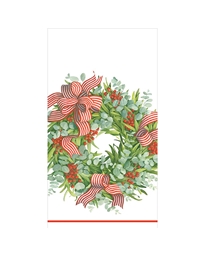 Xαρτοπετσέτες Guest Ribbon Stripe Wreath 10.8x19.7cm Caspari (15 Tεμάχια)