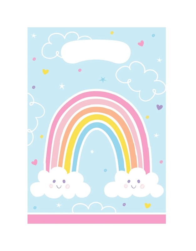 Tσάντες Δώρου Happy Rainbow Πλαστικές Creative Converting (8 Tεμάχια)