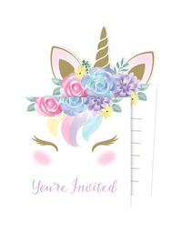 Προσκλήσεις Unicorn Baby Shower Mονόκερος Creative Converting (8 Tεμάχια)