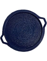 Δίσκος Rattan Στρογγυλός Mε Xερούλια Σκούρο Mπλε Inle (40 cm)
