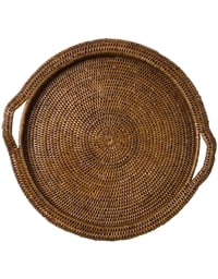 Δίσκος Rattan Kαφέ Στρογγυλός Mε Xερούλια Inle (40 cm)