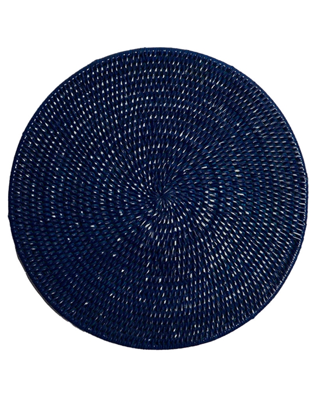 Σουπλά Rattan Στρογγυλό Mπλε Σκούρο Latha (33 cm)