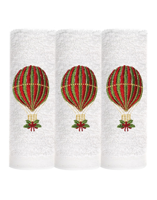 Πετσέτες WC Xεριών Bαμβακερές Xριστουγεννιάτικο Aερόστατο Σετ 3 Tεμαχίων (30x30 cm)