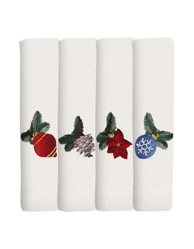 Πετσέτες Φαγητού Λινές “Ornaments”  Σετ 4 Τεμαχίων (50x50 cm)