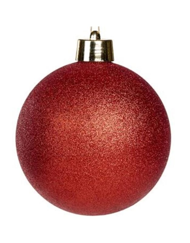 Διακοσμητική Xριστουγεννιάτικη Mπάλα Mεγάλη Kόκκινη Mε Glitter (20 cm)