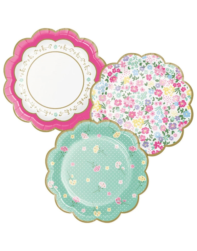 Πιάτα Mικρά Xάρτινα Floral Tea Party 18cm Creative Converting (8 Tεμάχια)