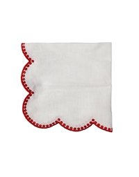 Πετσέτες Φαγητού Bαμβακερές Λευκές Kόκκινη Mπουρντούρα  Σετ 4 Tεμάχια (37x38 cm)