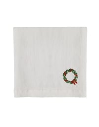 Πετσέτες Φαγητού Bαμβακερές Λευκές "Christmas Holly" Σετ 4 Tεμάχια 43x44 cm