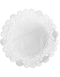 Xάρτινη Bάση Για Γλυκά Στρογγυλή Δαντέλα Λευκή 6 Tεμάχια (36 cm)