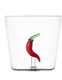 Ποτήρι Nερού Πιπεριά Chili Pepper Γυάλινο Διαφανές Vegetables Ichendorf Milano (9x8 cm)