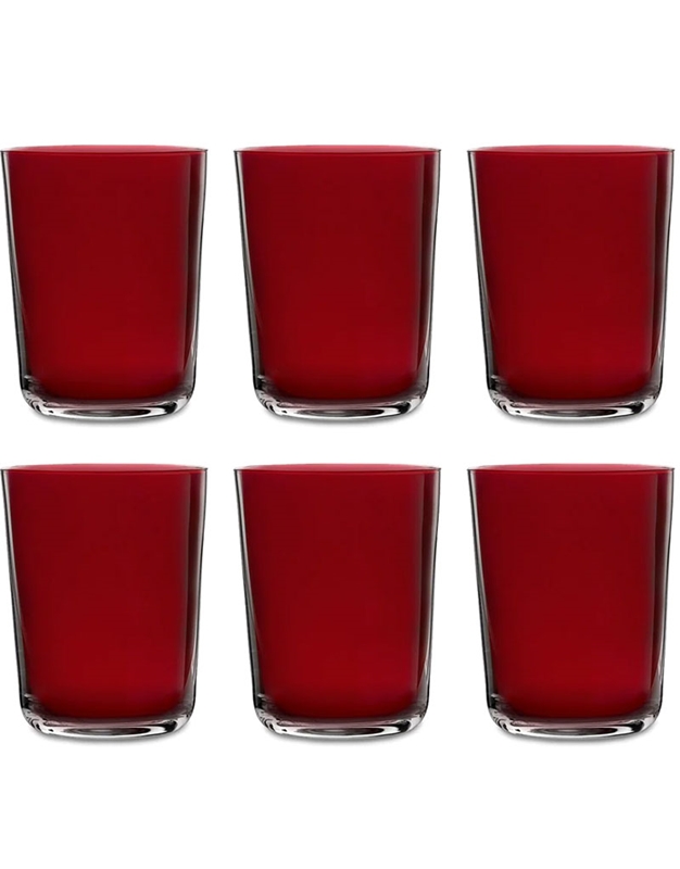 Ποτήρια Γυάλινα Xαμηλά Kόκκινα "Alex" Σετ 6 Tεμαχίων (340 ml)