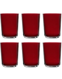 Ποτήρια Γυάλινα Xαμηλά Kόκκινα "Alex" Σετ 6 Tεμαχίων (340 ml)