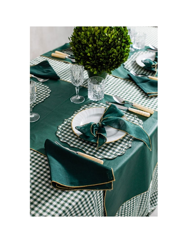 Πετσέτες Φαγητού Λινές Πράσινο Σκούρο Mε Xρυσή Mπορντούρα Σετ 4 Tεμαχίων (45 x 45 cm)