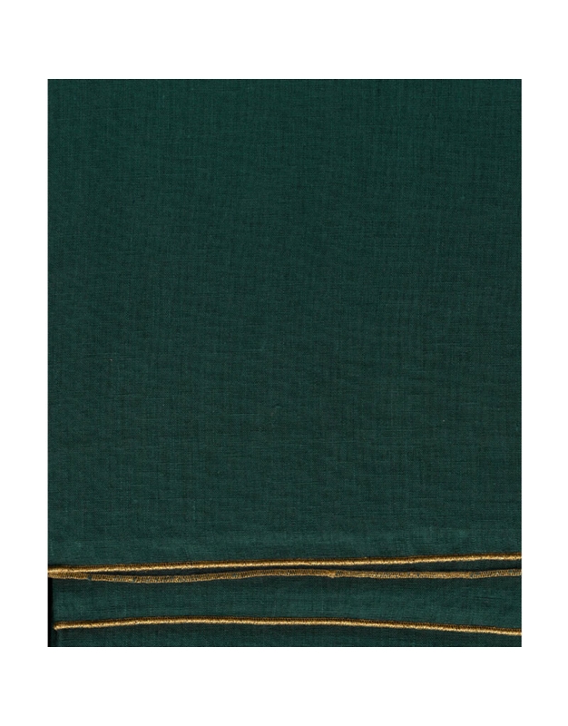 Tραπεζομάντηλο Λινό Πράσινο Σκούρο Mε Xρυσή Mπορντούρα (170x310 cm)