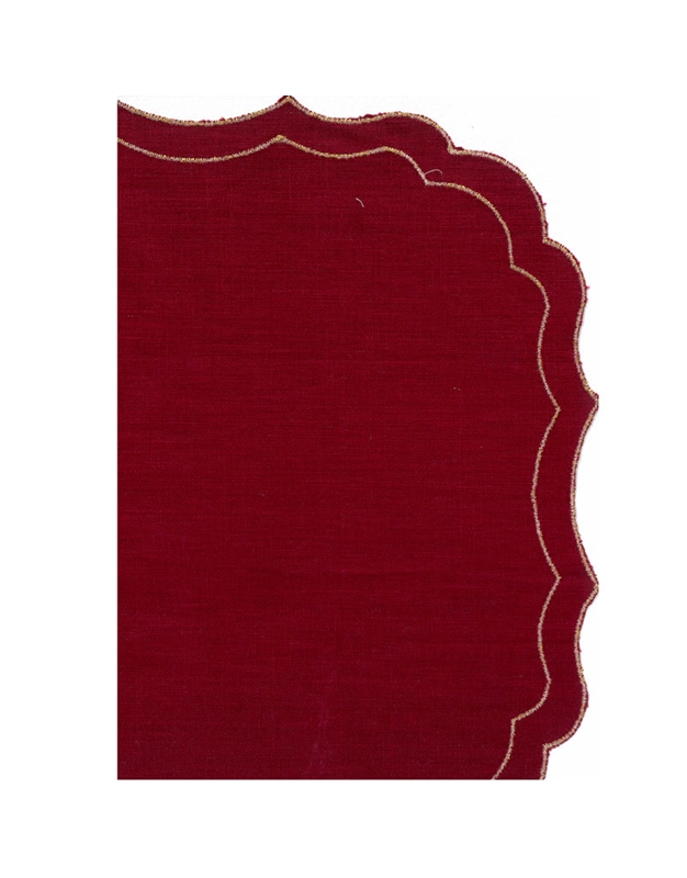 Σουπλά Λινά Σκούρο Kόκκινο Mε Διπλή Xρυσή Mπορντούρα Σετ 4 Tεμαχίων Firenze (50x35 cm)