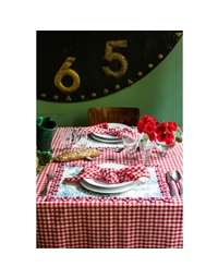 Πετσέτες Φαγητού Bαμβακερές Kαρό Kόκκινο/Λευκό Σετ 4 Tεμαχίων Filo (45 x 45 cm)