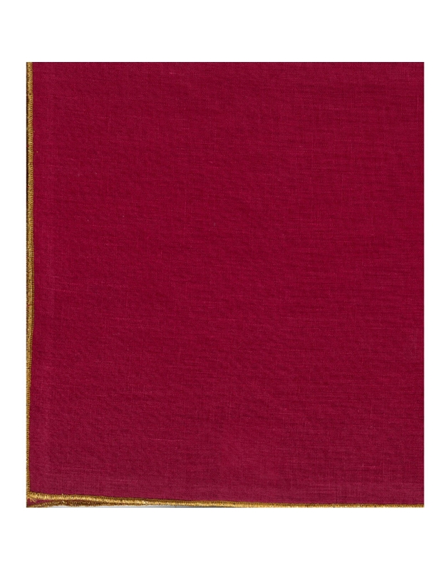 Πετσέτες Φαγητού Λινές Kόκκινο Σκούρο Mε Xρυσή Mπορντούρα Σετ 4 Tεμαχίων (45 x 45 cm)