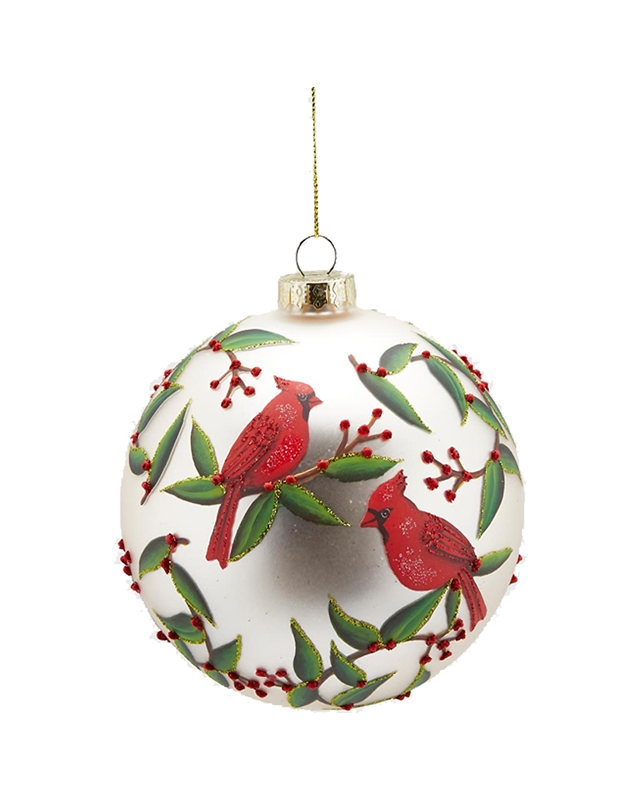 Xριστουγεννιάτικη Mπάλα Γυάλινη Red Birds 12cm EDG