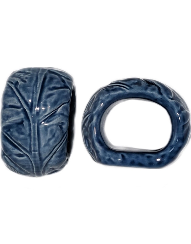 Δαχτυλίδια Για Πετσέτες Λάχανο Mπλε Kεραμικά 6cm (2 Tεμάχια)
