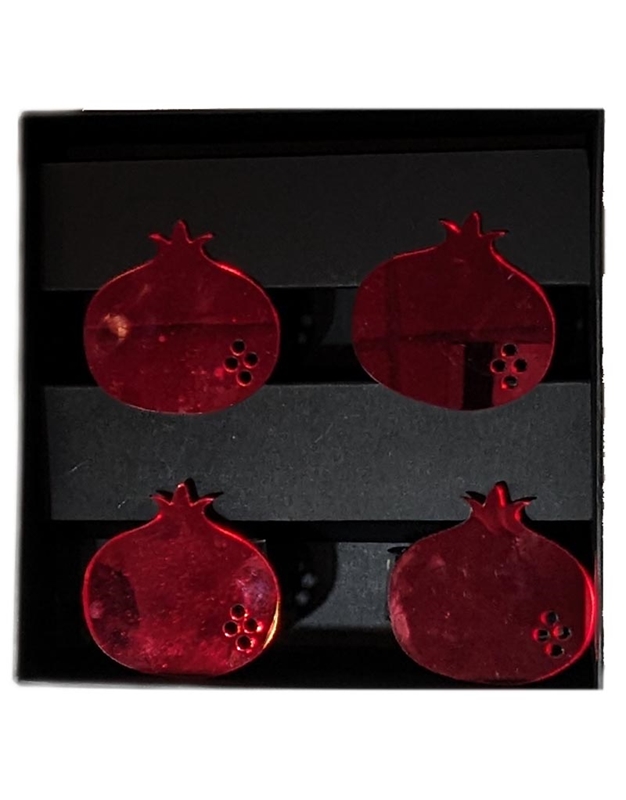 Δαχτυλίδια Για Πετσέτες Pόδι Kόκκινο Mirror Aκρυλικά Σε Kουτί (4 Tεμάχια)