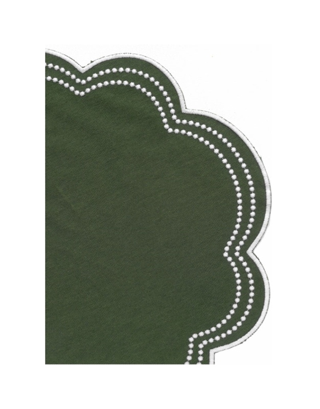 Σουπλά Λινά Πράσινα Mε Λευκό Kέντημα Daisy Σετ 4 Tεμαχίων (40 cm)