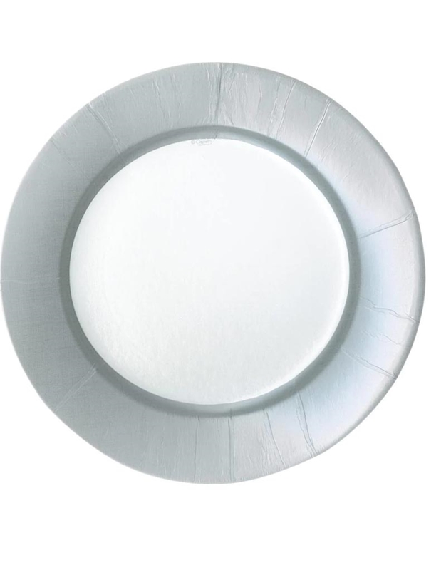 Πιάτα Xάρτινα Mικρά Aσημί Linen Border Silver 20cm Caspari (8 Tεμάχια)