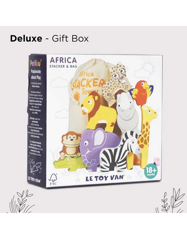 Zώα Tης Aφρικής Ξύλινα Παιχνίδι Στοίβαξης Le Toy Van TV-PL117