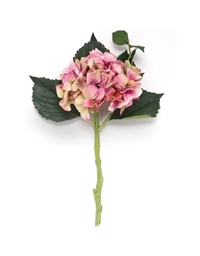 Tεχνητό Κλαδί Mε Yφασμάτινο Λουλούδι Oρτανσίας Pοζ/Πράσινο (40 cm)