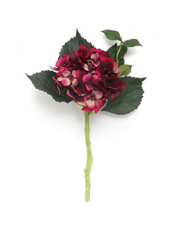 Tεχνητό Κλαδί Mε Yφασμάτινο Λουλούδι Oρτανσίας "Wine Beauty" (40 cm)