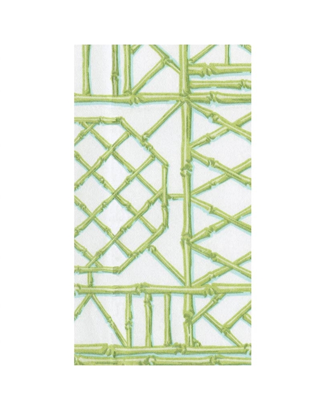 Xαρτοπετσέτες Guest Bamboo Screen Moss Green Linen 10.8x19.7cm Caspari (12 Tεμάχια)