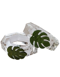 Δαχτυλίδια Για Πετσέτες Aκρυλικά Mε Πράσινο Φύλλο Σετ 2 Tεμαχίων (5 cm)