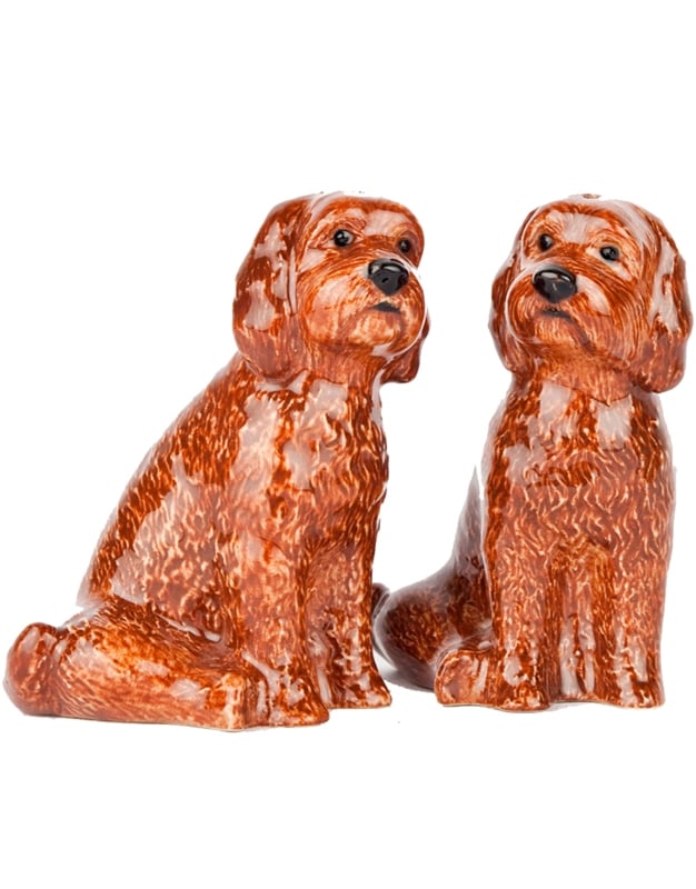 Aλατιέρα & Πιπεριέρα Σκυλάκια Cockapoo Kεραμικά Kαφέ Quail Ceramics (6.5 cm)